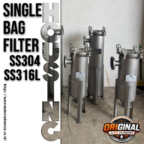 Single Bag Filter Housing 40 m³/jam Size #2 7×32 Inch